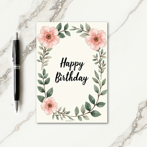 Watercolor Blush Birthday Card