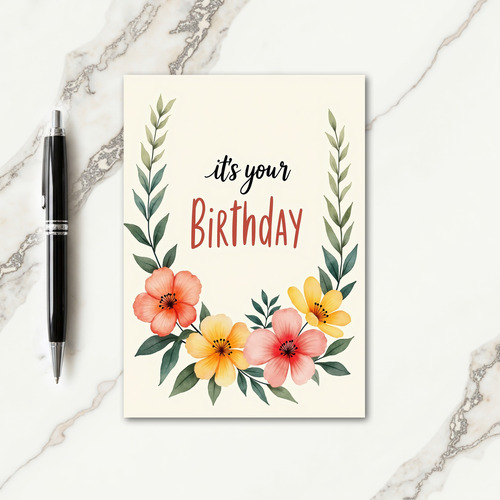 Watercolor Botanical Birthday Card