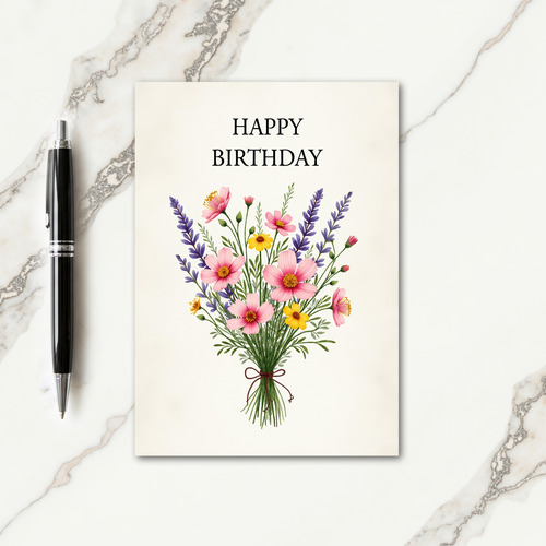Watercolor Bouquet Birthday Card