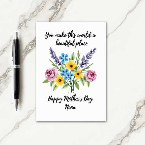 Watercolor Bouquet Mothers Day Card