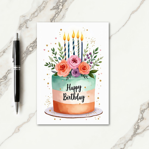 Watercolor Cake Art Card