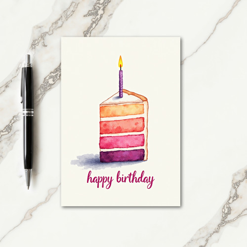 Watercolor Cake Slice Card