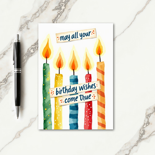 Watercolor Candle Wishes Card