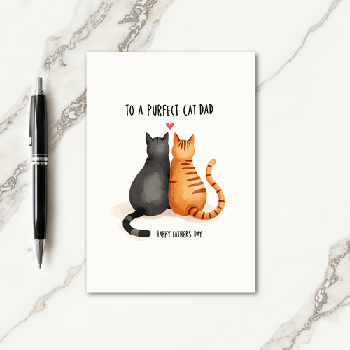 Watercolor Cat Dad Fathers Day Card