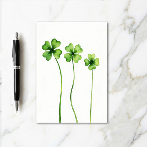 Watercolor Clover Faux Gold Foil Card