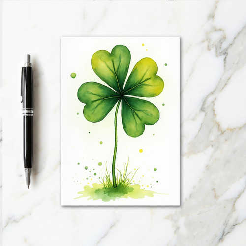 Watercolor Clover Heart Pattern Card