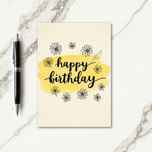 Watercolor Daisy Birthday Card