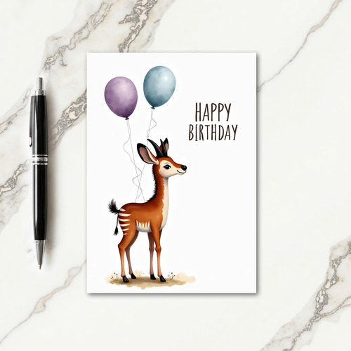 Watercolor Deer Birthday Card