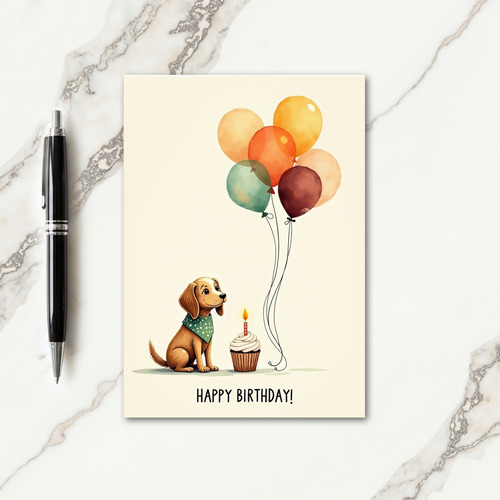 Watercolor Dog Birthday Card