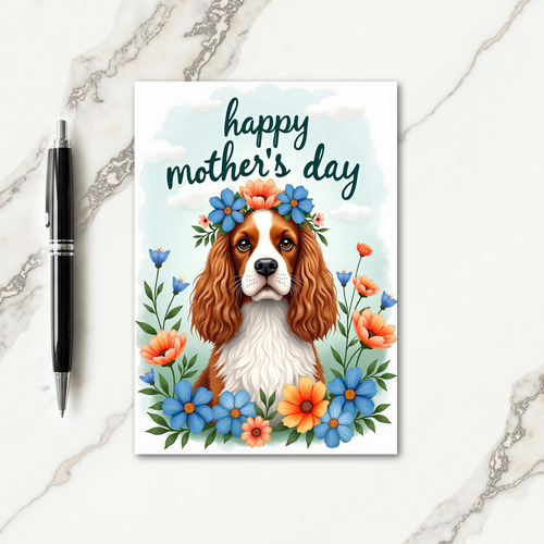 Watercolor Dog Floral Card