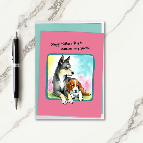 Watercolor Dog Mums Day Card