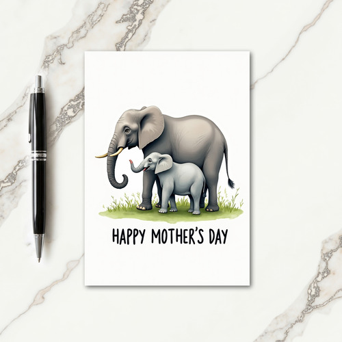 Watercolor Elephant Family Card