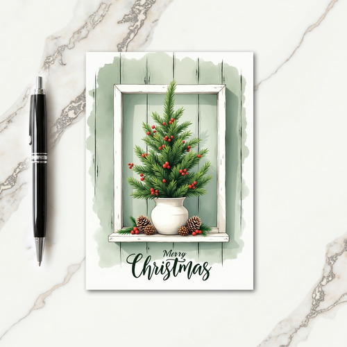Watercolor Evergreen Card