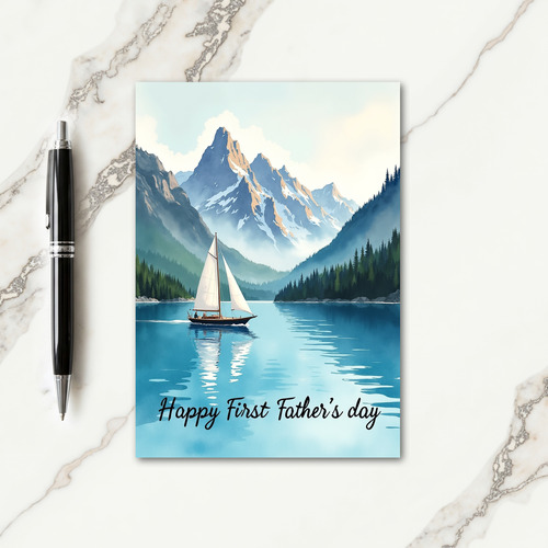 Watercolor Fathers Day Boat Card