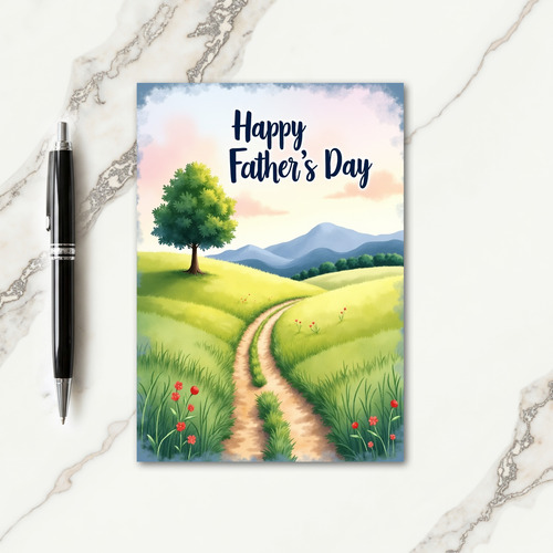 Watercolor Fathers Day Hills Card