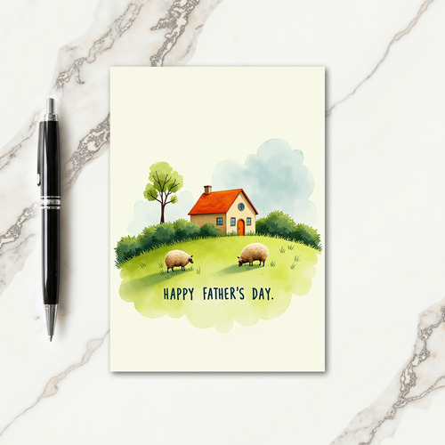 Watercolor Fathers Day House Card