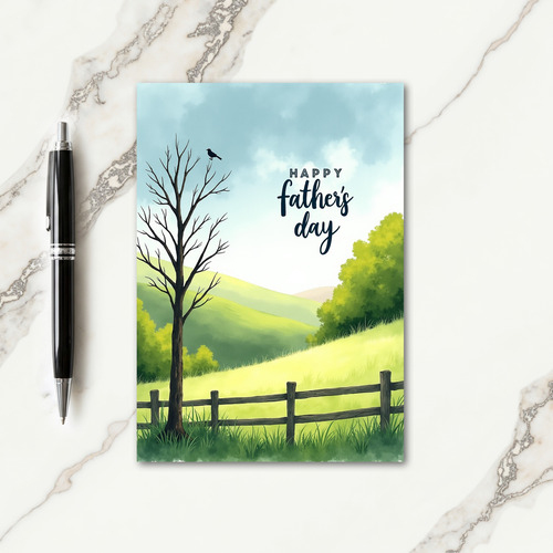 Watercolor Fathers Day Tree Card