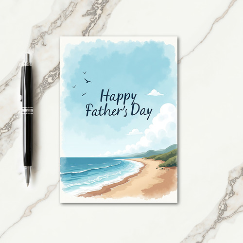 Watercolor Fathers Day View Card