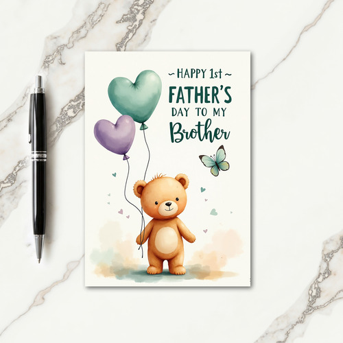 Watercolor First Fathers Day Card