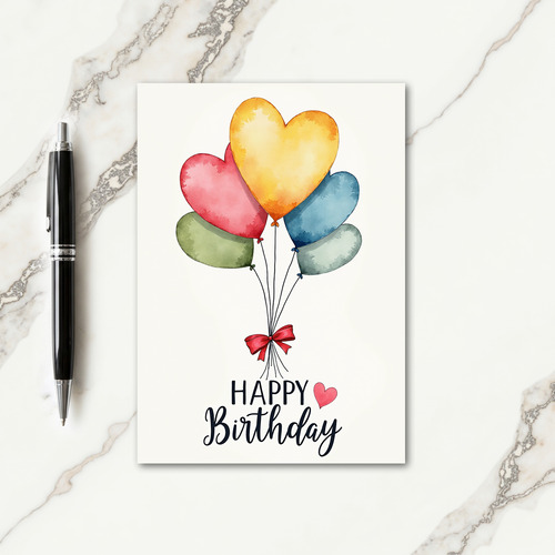 Watercolor Five Hearts Card