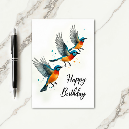 Watercolor Flight Birthday Card