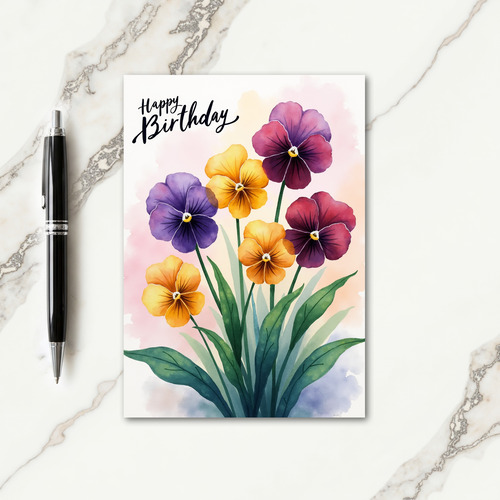 Watercolor Floral Birthday Card