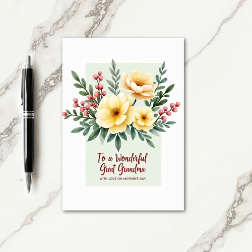 Watercolor Floral Great Grandma Card