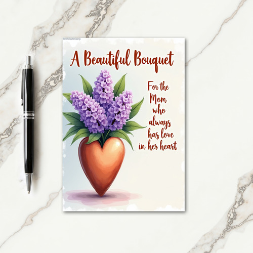 Watercolor Floral Heart Card