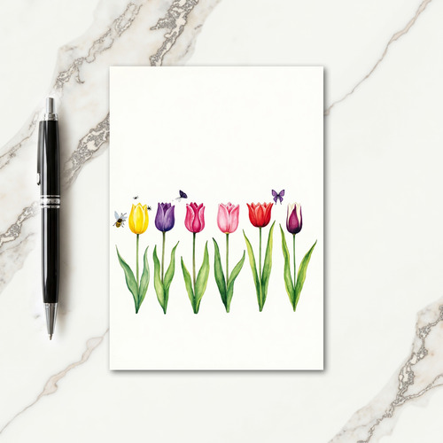 Watercolor Floral Row Card
