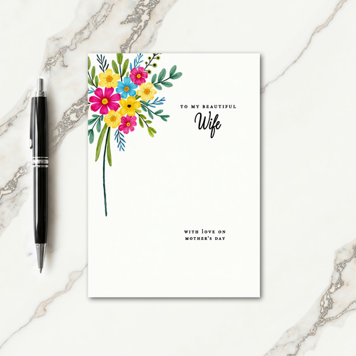 Watercolor Floral Wife Card