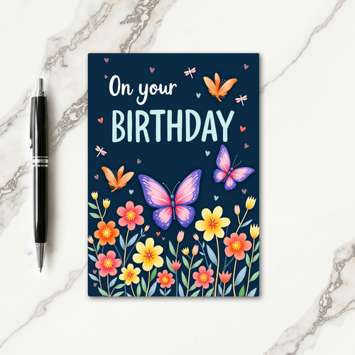 Watercolor Flower Birthday Card