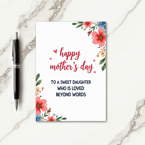 Watercolor Flowers Mother Card