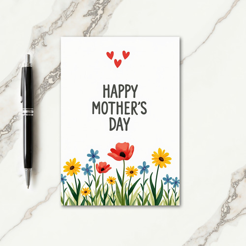 Watercolor Flowers Mothers Day Card