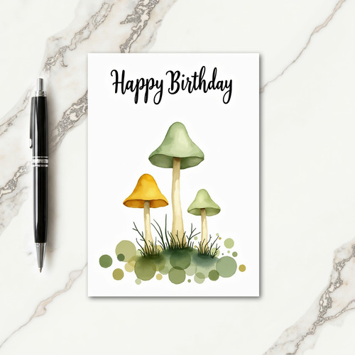 Watercolor Fungi Birthday Card