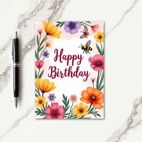 Watercolor Garden Birthday Card