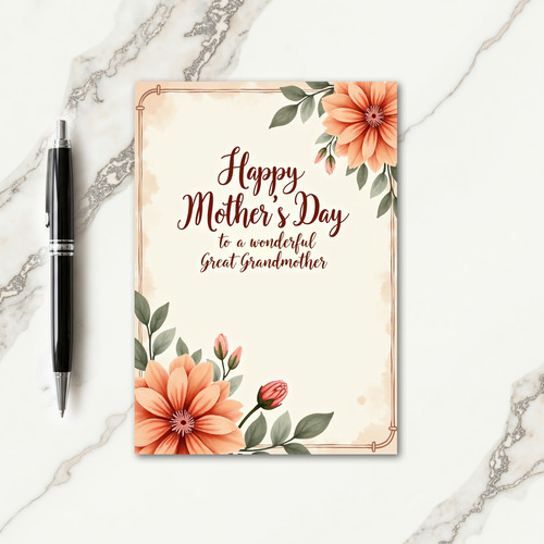 Watercolor Great Grandmas Day Card