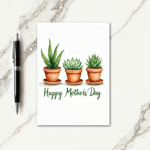 Watercolor Greens Mothers Day Card