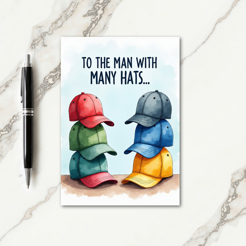 Watercolor Hats Fathers Day Card