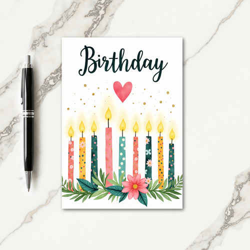 Watercolor Heart Birthday Card