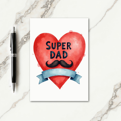 Watercolor Heart Fathers Day Card