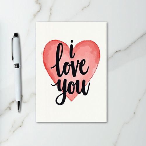 Watercolor Heart I Love You Card