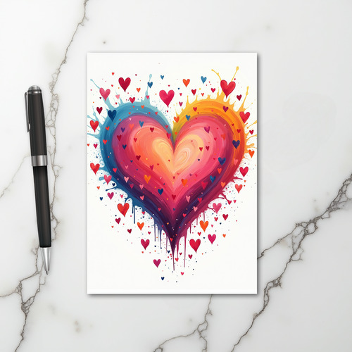 Watercolor Heart Love Card