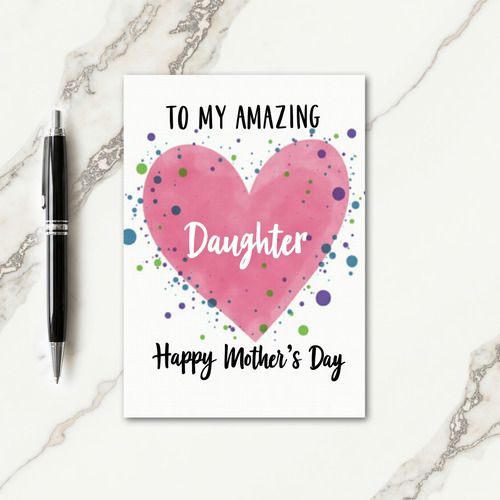Watercolor Heart Moms Day Card