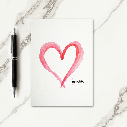 Watercolor Heart Mums Day Card