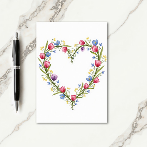 Watercolor Heart Wreath Card