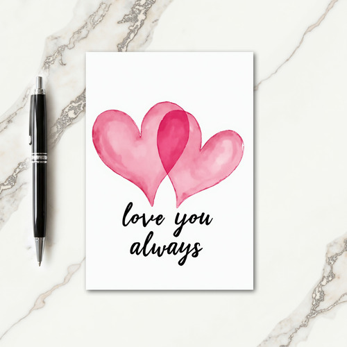Watercolor Hearts Love You Card