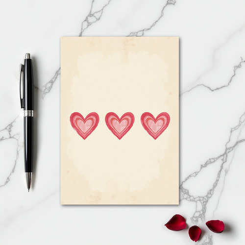 Watercolor Hearts Pattern Card