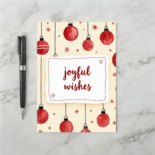 Watercolor Joyful Wishes Christmas Card