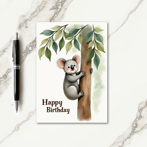Watercolor Koala Birthday Card