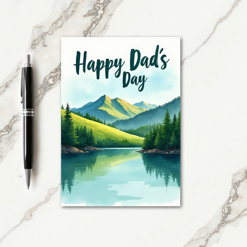 Watercolor Lake Fathers Day Card